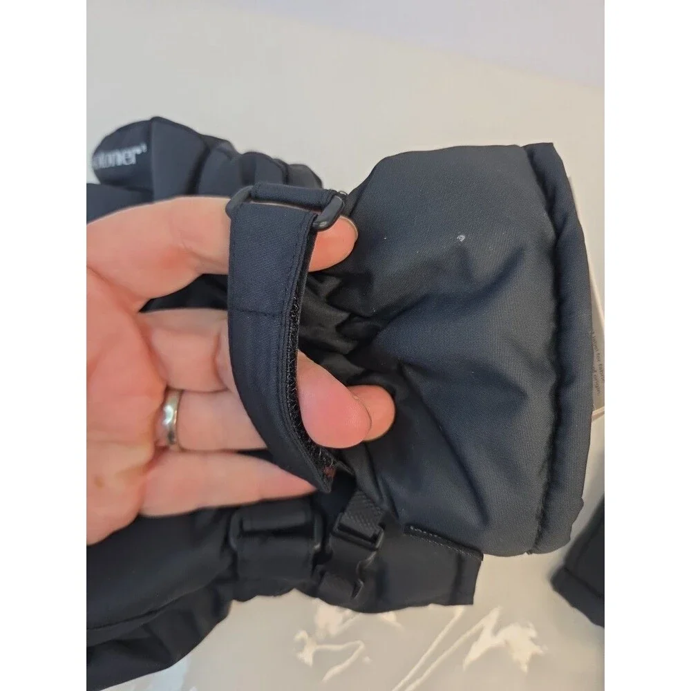 NWT Isotoner Waterproof & Breathable Black Gloves Adj Wrist KIDS Sz S/M Or L/XL